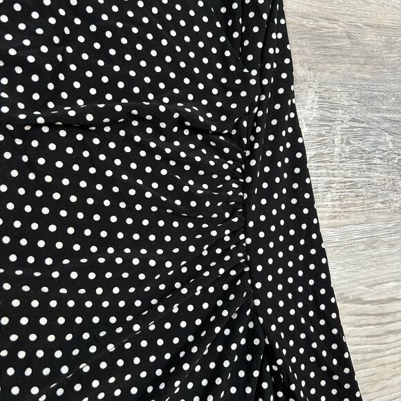 Norma Kamali Baby Dot Faux Wrap Dress Black White Polka Dot Size Large - Picture 3 of 8